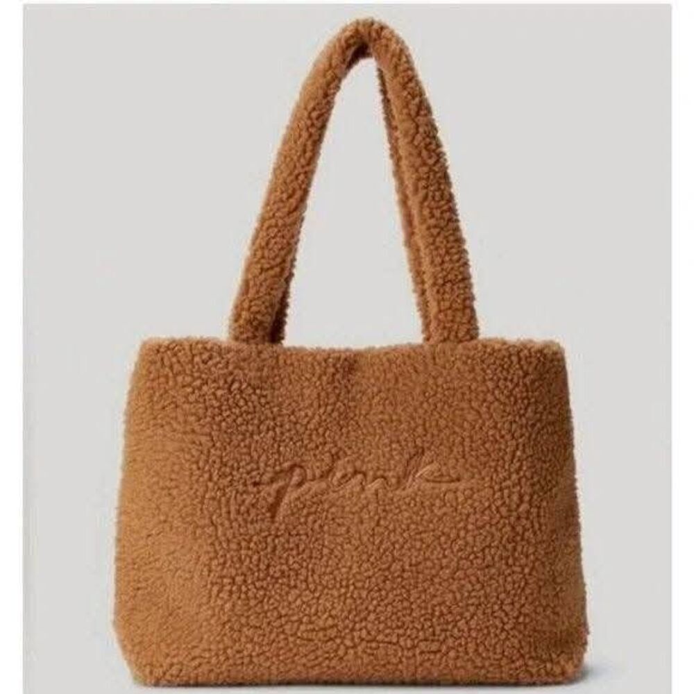 PINK Victoria's Secret Women's Mocha‎ Brown Sherpa Cozy Plush Weekender Tote Bag